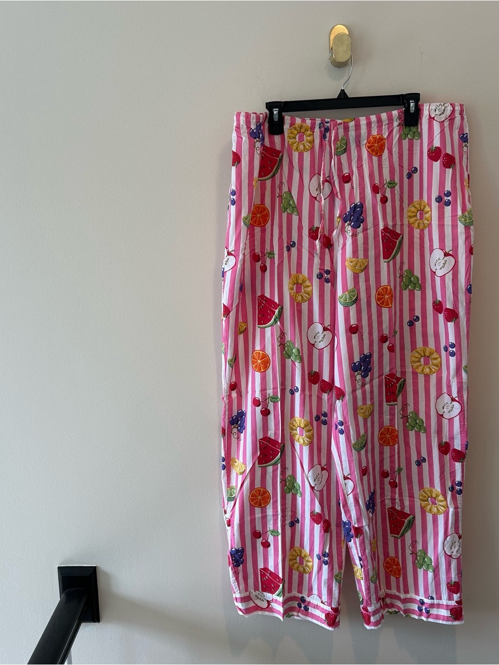Nick & Nora Sleepwear Pink & White Striped Fruit Pajama Set Size XXL 100% Cotton - Picture 5 of 9